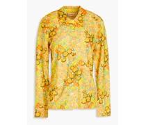 Floral-print chenille shirt - Yellow