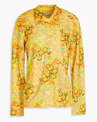 Tory Burch Floral-print chenille shirt - Yellow Yellow