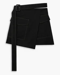 Helmut Lang Trench belted wrap-effect cotton-blend mini skirt - Black Black