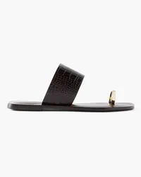 Emme Parsons Agnes gold-tone and croc-effect leather slides - Brown Brown