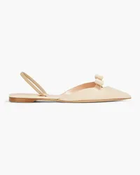 Rupert Sanderson Mercato cutout bow-detailed patent-leather point-toe slingback flats - Neutral Neutral