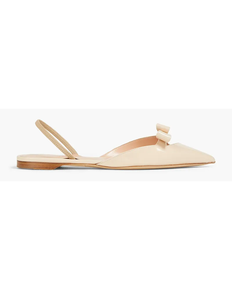 Rupert Sanderson Mercato cutout bow-detailed patent-leather point-toe slingback flats - Neutral Neutral