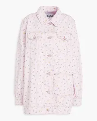 Ganni Floral-print denim jacket - Pink Pink