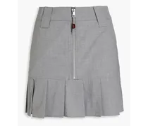 Zip-detailed pleated twill mini skirt - Gray