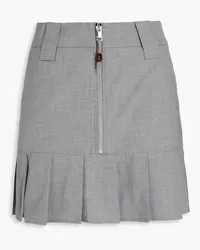 Ganni Zip-detailed pleated twill mini skirt - Gray Gray