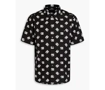 Logo-print cotton-poplin shirt - Black
