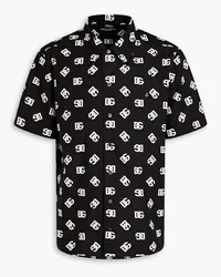 Dolce & Gabbana Logo-print cotton-poplin shirt - Black Black