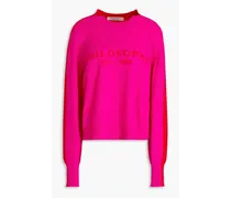 Intarsia wool and cashmere-blend sweater - Pink