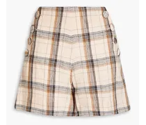Checked linen shorts - Orange