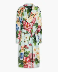 Dolce & Gabbana Floral-print silk-georgette trench coat - Blue Blue