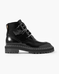 Proenza Schouler Buckled glossed-leather ankle boots - Black Black