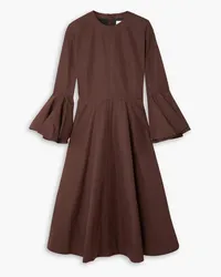 Jil Sander Fluted organic cotton-poplin midi dress - Brown Brown