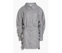 Wren ruched wool-flannel mini shirt dress - Gray