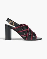 TOD'S Perforated two-tone leather slingback sandals - Black Black