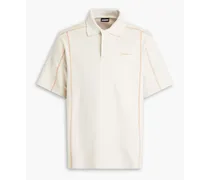 Cotton-blend piqué polo shirt - Neutral