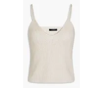 Mélange ribbed-knit top - White