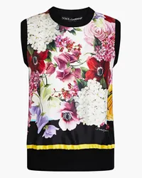 Dolce & Gabbana Floral jacquard-paneled silk-satin top - White White