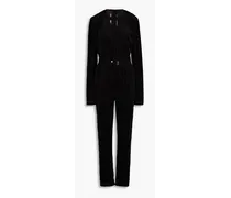 Cutout cotton-corduroy jumpsuit - Black