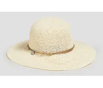 Appliquéd paper Panama hat - White