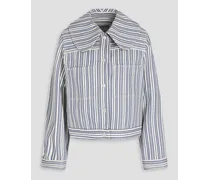 Striped cotton-gabardine jacket - White