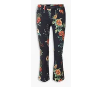 Kick Fit floral-print mid-rise flared jeans - Black