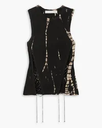 Dion Lee Lace-up tie-dyed stretch-cotton jersey tank - Black Black