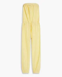 Melissa Odabash Stella strapless gathered crochet-knit jumpsuit - Yellow Yellow