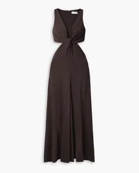 Michael Kors Cutout stretch-jersey midi dress - Brown Brown