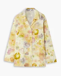 McQ Grow Up floral-print silk crepe de chine shirt - Yellow Yellow