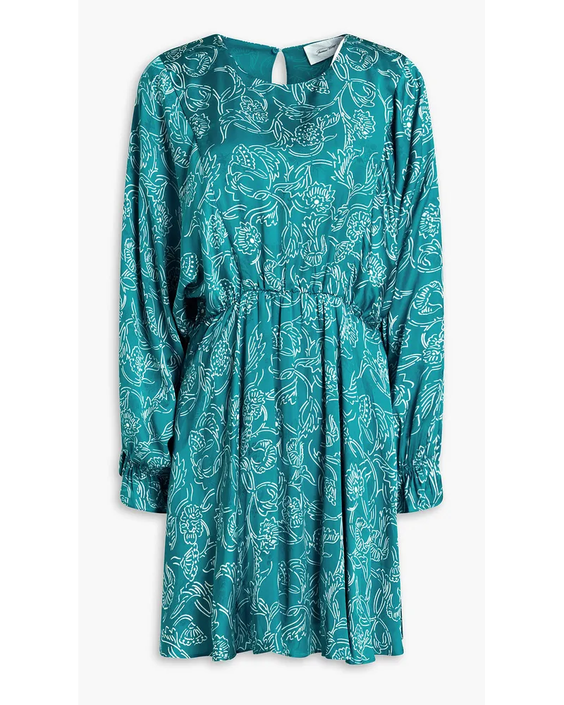 Gitaka printed floral-jacquard mini dress - Blue