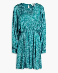 American Vintage Gitaka printed floral-jacquard mini dress - Blue Blue