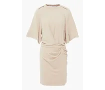 Livy ruched draped stretch-linen jersey mini dress - Neutral