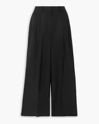 Theory Pleated linen wide-leg pants - Black Black