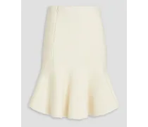 Fluted wool and cashmere-blend mini skirt - White