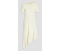 Asymmetric seersucker dress - White