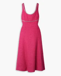 Self-Portrait Crystal-embellished bouclé-tweed midi dress - Pink Pink