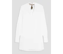 Embellished cotton-poplin blouse - White