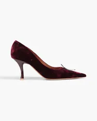 Malone Souliers Vonn crystal-embellished velvet pumps - Burgundy Burgundy