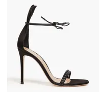 Satin and leather sandals - Black