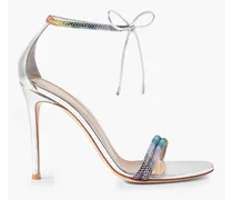 Gianvito Rossi 105 crystal-embellished metallic leather sandals - Metallic Metallic