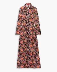 Commission Dean open-back floral-print stretch-crepe maxi shirt dress - Black Black