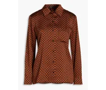 Printed satin shirt - Brown