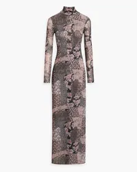 Rosetta Getty Floral-print stretch-mesh turtleneck maxi dress - Pink Pink