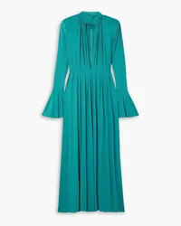 Magda Butrym Appliquéd pleated jersey-crepe gown - Blue Blue