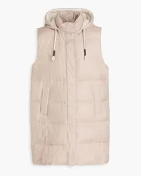 Brunello Cucinelli Bead-embellished quilted shell down vest - Neutral Neutral