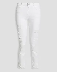 Frame Denim Le High cropped distressed high-rise skinny jeans - White White