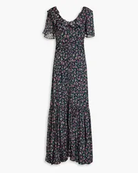 byTiMo Gathered floral-print fil coupé maxi dress - Blue Blue