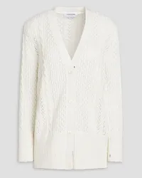 Thom Browne Cable and pointelle-knit cotton cardigan - White White