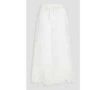 Cotton and silk-blend macramé lace and poplin culottes - White