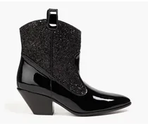 Elna glittered patent-leather cowboy boots - Black